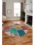 Baskılı Kaymaz Yıkanabilir Patchwork Desen Yuvarlak Mutfak Salon Halısı, Y-Patchwork-01-Renkli, 1