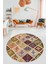 Baskılı Kaymaz Yıkanabilir Patchwork Desen Yuvarlak Mutfak Salon Halısı, Y-Patchwork-08-Renkli, 2