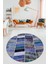Baskılı Kaymaz Yıkanabilir Patchwork Desen Yuvarlak Mutfak Salon Halısı, Y-Patchwork-10-Mavi, 1