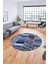 Baskılı Kaymaz Yıkanabilir Patchwork Desen Yuvarlak Mutfak Salon Halısı, Y-Patchwork-10-Mavi, 2