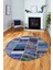 Baskılı Kaymaz Yıkanabilir Patchwork Desen Yuvarlak Mutfak Salon Halısı, Y-Patchwork-10-Mavi, 3