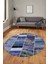 Baskılı Kaymaz Yıkanabilir Patchwork Desen Yuvarlak Mutfak Salon Halısı, Y-Patchwork-10-Mavi, 5