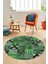 Baskılı Kaymaz Yıkanabilir Patchwork Desen Yuvarlak Mutfak Salon Halısı, Y-Patchwork-06-Yeşil, 1