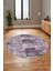 Baskılı Kaymaz Yıkanabilir Patchwork Desen Yuvarlak Mutfak Salon Halısı, Y-Patchwork-18-Mor, 1