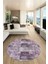 Baskılı Kaymaz Yıkanabilir Patchwork Desen Yuvarlak Mutfak Salon Halısı, Y-Patchwork-18-Mor, 4