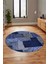 Baskılı Kaymaz Yıkanabilir Patchwork Desen Yuvarlak Mutfak Salon Halısı, Y-Patchwork-15-Mavi, 2