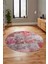 Baskılı Kaymaz Yıkanabilir Patchwork Desen Yuvarlak Mutfak Salon Halısı, Y-Patchwork-17-Kırmızı, 1