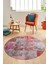 Baskılı Kaymaz Yıkanabilir Patchwork Desen Yuvarlak Mutfak Salon Halısı, Y-Patchwork-17-Kırmızı, 5