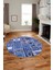 Baskılı Kaymaz Yıkanabilir Patchwork Desen Yuvarlak Mutfak Salon Halısı, Y-Patchwork-11-Mavi, 5
