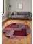 Baskılı Kaymaz Yıkanabilir Patchwork Desen Yuvarlak Mutfak Salon Halısı, Y-Patchwork-15-Kırmızı, 3