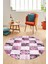 Baskılı Kaymaz Yıkanabilir Patchwork Desen Yuvarlak Mutfak Salon Halısı, Y-Patchwork-19-Pembe, 4