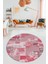 Baskılı Kaymaz Yıkanabilir Patchwork Desen Yuvarlak Mutfak Salon Halısı, Y-Patchwork-20-Kırmızı, 5