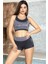 Kadın Siyah Gri Baskılı Sporcu Model Şortlu Bady Bikini Takım HZL24S-AR1754 1