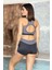 Kadın Siyah Gri Baskılı Sporcu Model Şortlu Bady Bikini Takım HZL24S-AR1754 2