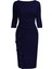 Kadın Büyük Beden Lacivert bodycon Fırfırlı Yırtmaçlı Büyük Beden Abiye Elbise 2