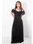 Askılı Simli Abiye Elbise Siyah MDV938 1