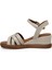DS24024 4fx Bej Kadın Dolgu Topuk Sandalet 3