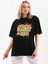 Unisex Baskılı Oversize T-Shirt - Siyah 5