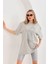 Unisex Taş Desenli Oversize T-Shirt - Gri 4