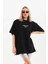 Unisex Baskılı Oversize T-Shirt - Siyah 5
