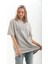 Unisex Taş Desenli Oversize T-Shirt - Gri 5