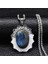 Stainless Steel Bohemia Natural Stone Vintage Necklaces Women Silver Color Oval Kolye (Yurt Dışından) 1