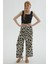 Desenli Crop Pantolon Siyah 3