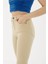 Crop Flare Denim Pantolon Bej 4