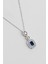 Safir Masalı 18 Ayar Beyaz Altın Kaplama 43 cm Gümüş Baget Kolye 2