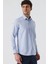 Mavi Uzun Kollu Armürlü Cepsiz Pamuklu Likralı Slim Fit Dar Kesim Gömlek 1004240193 2