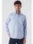 Mavi Uzun Kollu Armürlü Cepsiz Pamuklu Likralı Slim Fit Dar Kesim Gömlek 1004240193 3