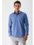 Mavi Uzun Kollu Armürlü Cepsiz Pamuklu Likralı Slim Fit Dar Kesim Gömlek 1004240193 1