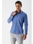 Mavi Uzun Kollu Armürlü Cepsiz Pamuklu Likralı Slim Fit Dar Kesim Gömlek 1004240193 3