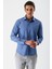 Mavi Uzun Kollu Armürlü Cepsiz Pamuklu Likralı Slim Fit Dar Kesim Gömlek 1004240193 4