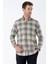 Açık Bej Uzun Kollu Ekoseli Gabardin Sert Yaka Cepli Garnili Casual Comfort Fit Gömlek 1004235111 1