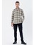 Açık Bej Uzun Kollu Ekoseli Gabardin Sert Yaka Cepli Garnili Casual Comfort Fit Gömlek 1004235111 5