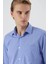 Mavi Uzun Kollu Filafil Sert Yaka Cepli Pamuklu Basic Comfort Fit Gömlek 1004240002 5