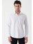 Beyaz Uzun Kollu Baskılı Bez Ayağı Sert Yaka Cepsiz Garnili Klasik Slim Fit Gömlek 1004235106 1