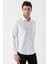 Beyaz Uzun Kollu Baskılı Bez Ayağı Sert Yaka Cepsiz Garnili Klasik Slim Fit Gömlek 1004235106 3