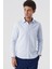 Koyu Mavi Uzun Kollu Armürlü Cepsiz Pamuklu Likralı Slim Fit Dar Kesim Gömlek 1004240193 3