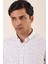 Beyaz Uzun Kollu Baskılı Oxford Cepsiz Pamuklu Klasik Slim Fit Dar Kesim Gömlek 1004230170 4