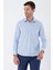 Mavi Uzun Kollu Bez Ayağı Sert Yaka Cepsiz Pamuklu Basic Slim Fit Dar Kesim Gömlek 1004235357 1