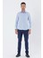 Mavi Uzun Kollu Bez Ayağı Sert Yaka Cepsiz Pamuklu Basic Slim Fit Dar Kesim Gömlek 1004235357 4