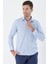 Mavi Uzun Kollu Bez Ayağı Sert Yaka Cepsiz Pamuklu Basic Slim Fit Dar Kesim Gömlek 1004235357 5