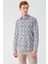 Açık Bej Uzun Kollu Baskılı Garnili Pamuklu Casual Slim Fit Dar Kesim Gömlek 1004240211 1