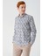 Açık Bej Uzun Kollu Baskılı Garnili Pamuklu Casual Slim Fit Dar Kesim Gömlek 1004240211 2