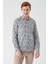 Açık Bej Uzun Kollu Baskılı Garnili Pamuklu Casual Slim Fit Dar Kesim Gömlek 1004240211 3