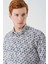 Açık Bej Uzun Kollu Baskılı Garnili Pamuklu Casual Slim Fit Dar Kesim Gömlek 1004240211 5