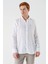 Beyaz Uzun Kollu Cepsiz Biyeli %100 Keten Klasik Comfort Fit Rahat Kesim Gömlek 1004240186 3