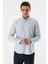 Koyu Mavi Uzun Kollu Desenli Armürlü Düğmeli Yaka Cepsiz %100 Pamuk Slim Fit Gömlek 1004240175 2